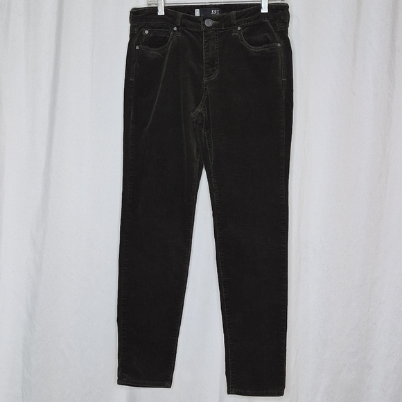 Kut From The Kloth Diana Skinny Dark Green Stretch Corduroy Pants - Size 10 - Picture 4 of 16